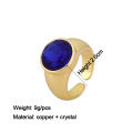 Shangjie Oem Anillo Copper Glass Crystal Colored Ring Reto Color Diamond Fashion Anel Open Envolvimento